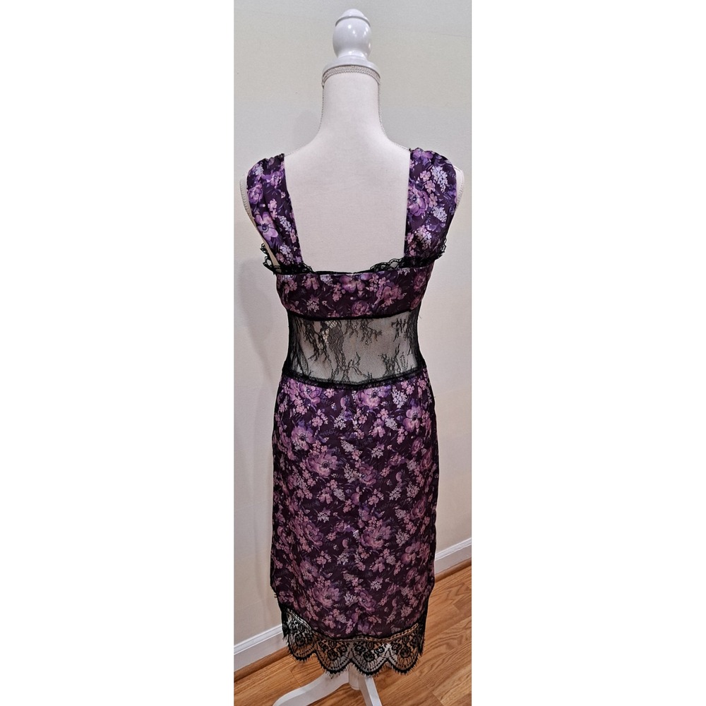 S Pretty Damage Vixen Dress Purple Floral Lace Cut Outs Y2K - Picture 4 of 10